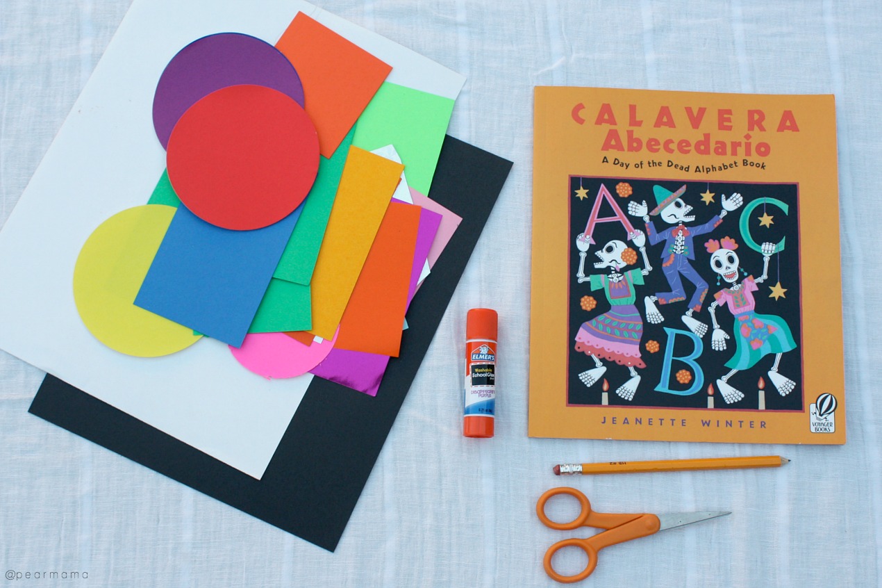 Using your favorite book for inspiration, make this calaca-inspired paper collage with your kids to celebrate the Mexican tradition of Dia de los Muertos.