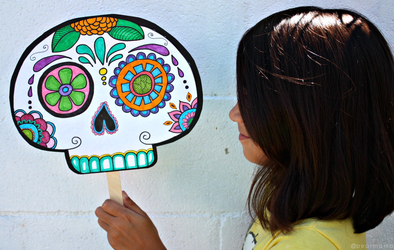 dia de los muertos skull mask template