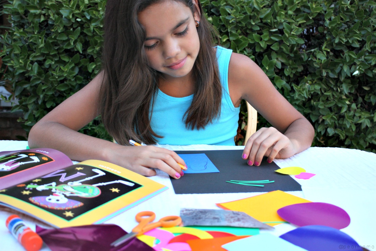 Using your favorite book for inspiration, make this calaca-inspired paper collage with your kids to celebrate the Mexican tradition of Dia de los Muertos.