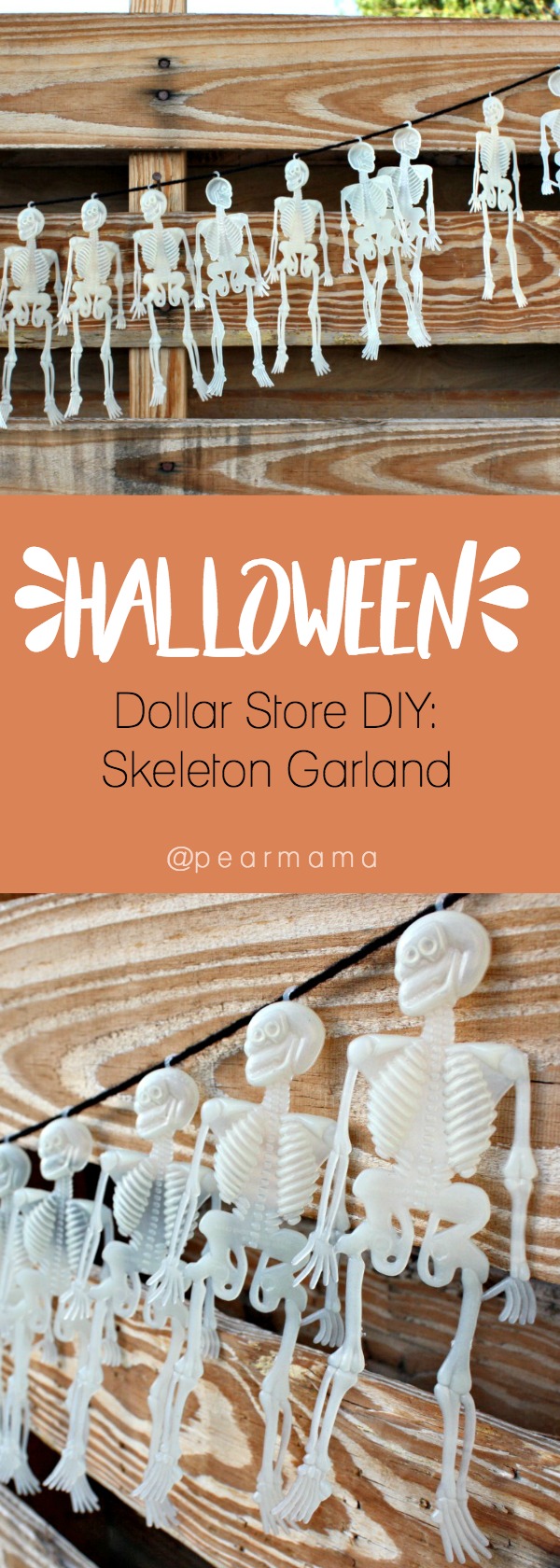 Nobody likes expensive Halloween decorations! Here is a cheap and easy way to make a fun skeleton garland for Halloween from the dollar store.