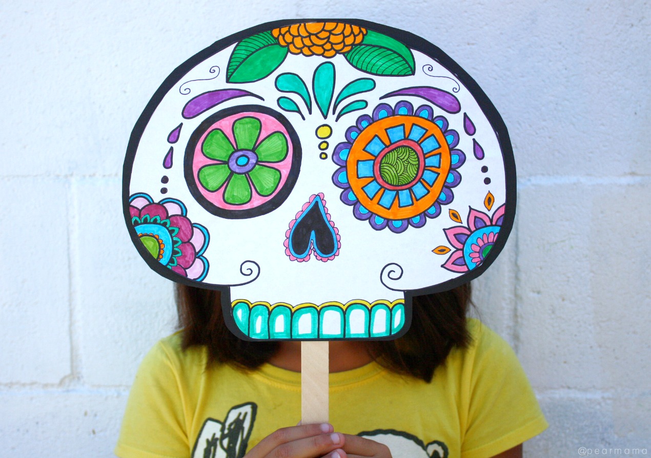 dia de los muertos skull mask template