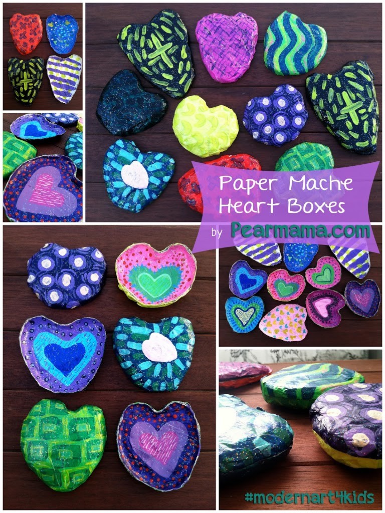 DIY Paper Mache Heart Boxes