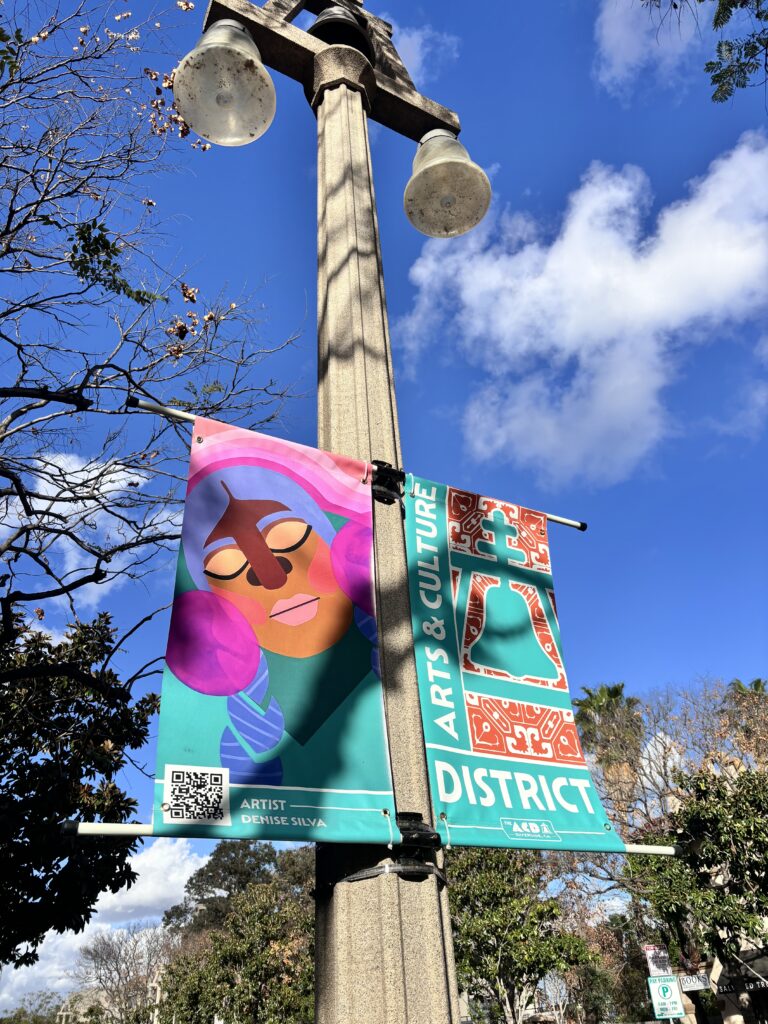 Denise Silva art banner in downtown Riverside CA.