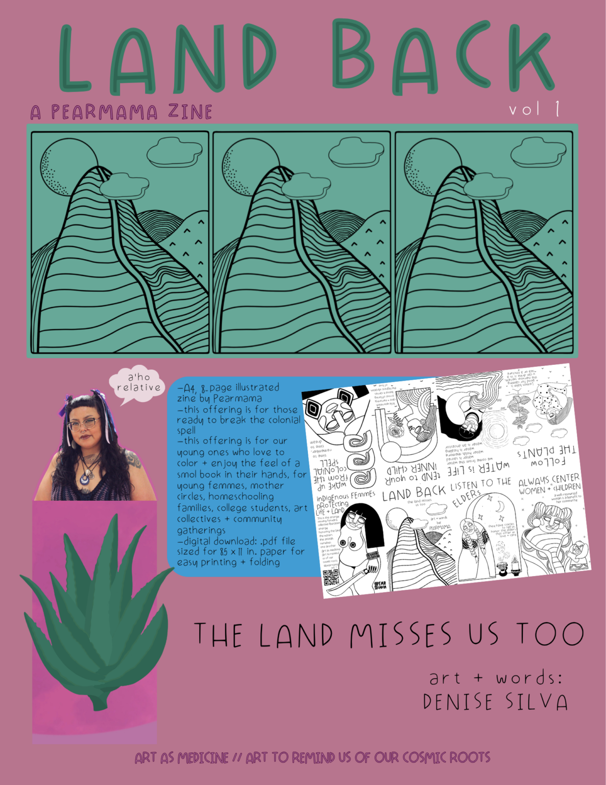 land back art zine infographic