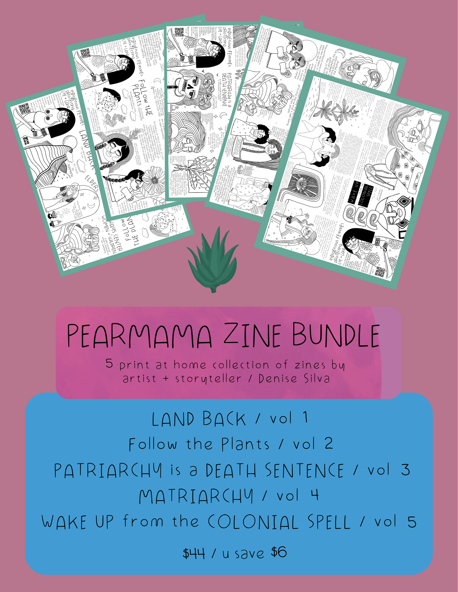 pearmama art zine bundle vol 1 - 5