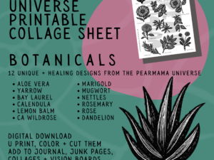 pearmama universe printable collage sheet: botanicals