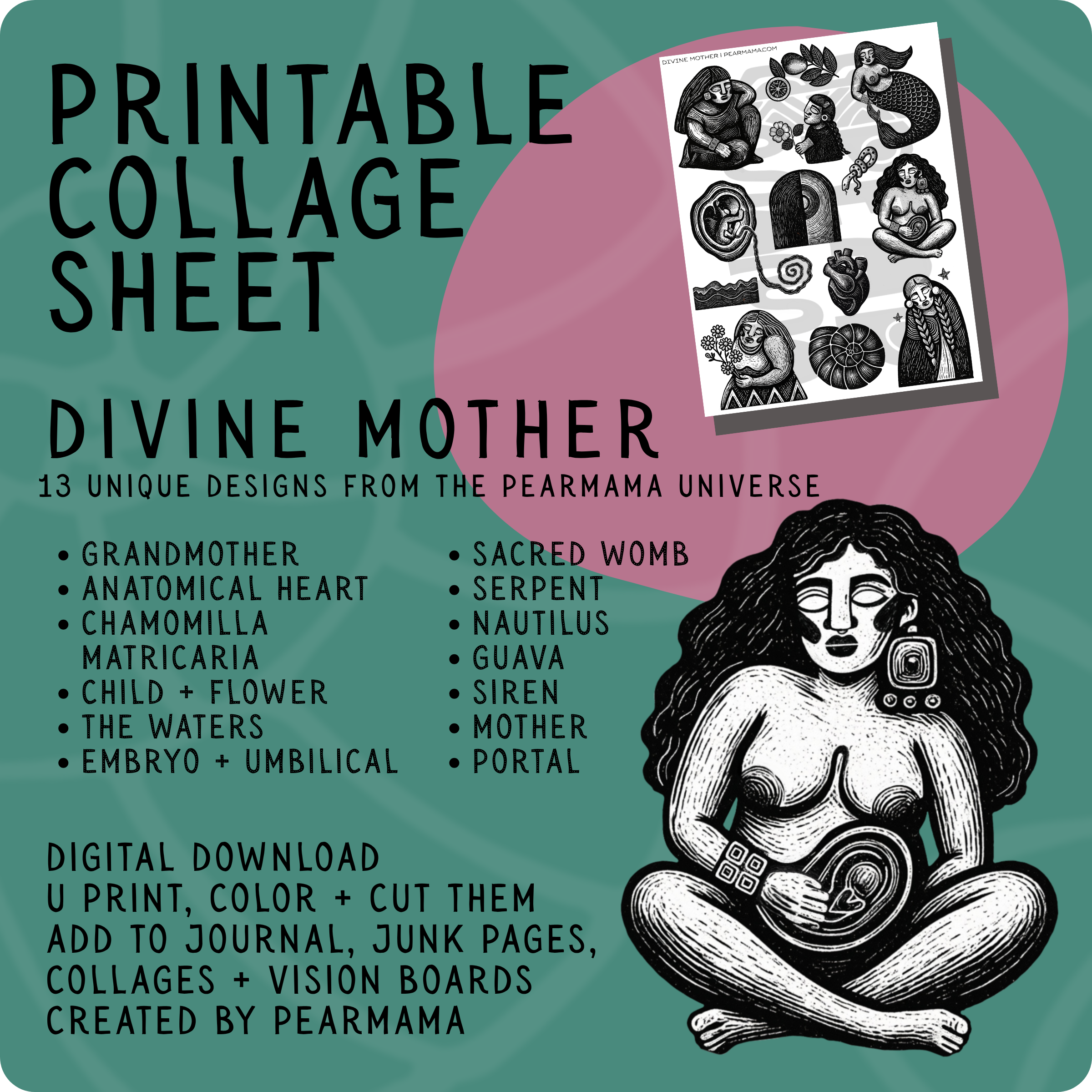 printable collage sheet: divine mother