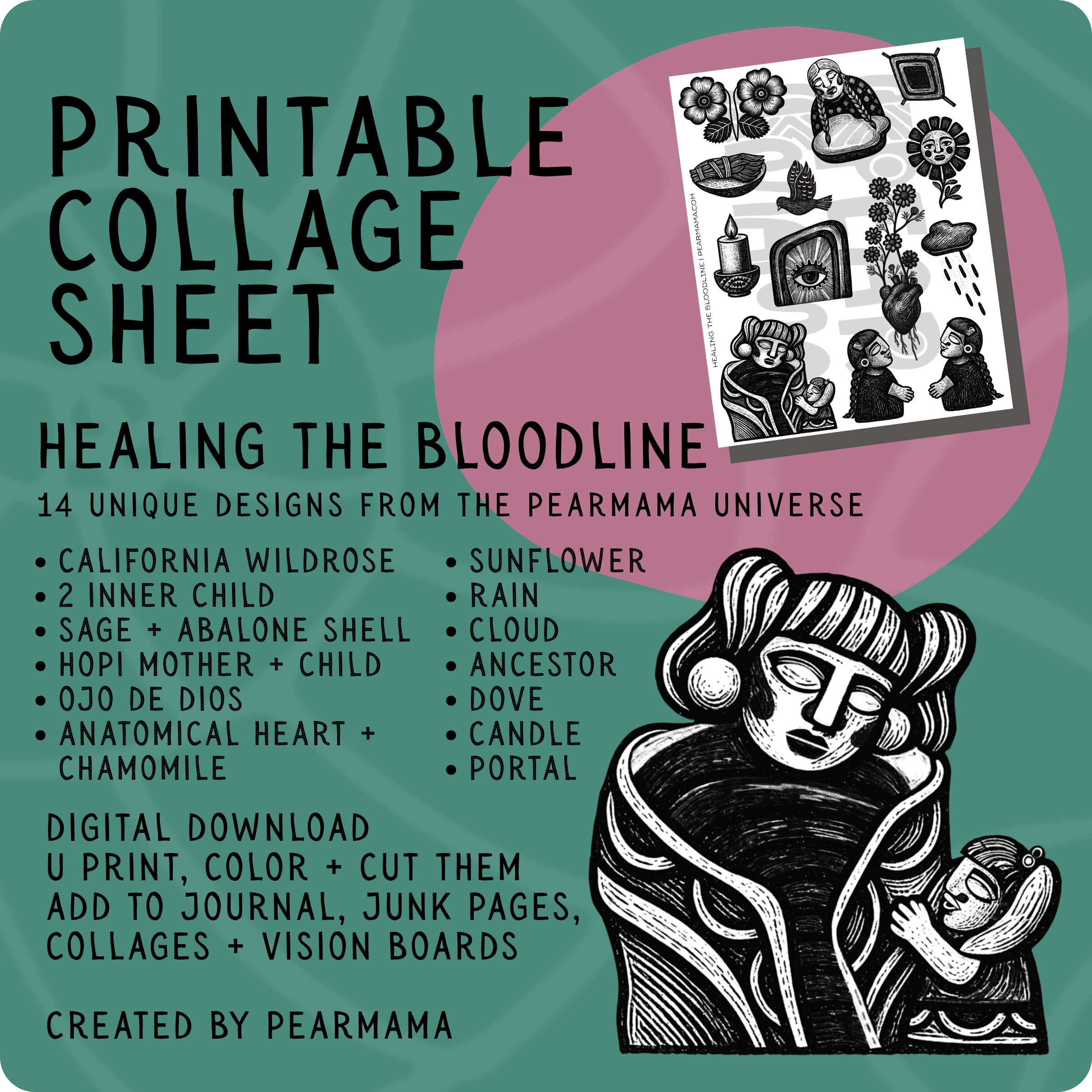 printable collage sheet: healing the bloodline