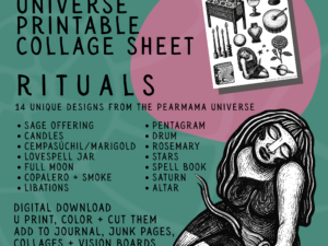 Pearmama universe printable collage sheet: rituals